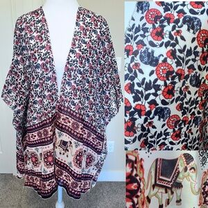 Live 4 Truth Elephants Floral Kimono Sz XL